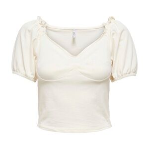 Sweetheart Puff Sleeve White Blouse S/M